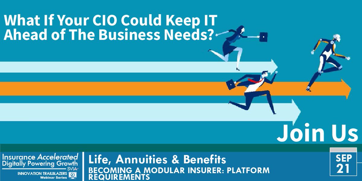 SVIAccelerator's tweet photo. What If Your CIO Could Keep IT Ahead of The Business Needs? Join Us → https://t.co/uI8VUCBEc0 | #LifeAnnuitiesBenefits #ModularInsurance #LifeInsurance #InsurancePlatforms #IT #BusinessNeeds #CIO #InsurTech #SVIAEvents https://t.co/DH5aC42ka9