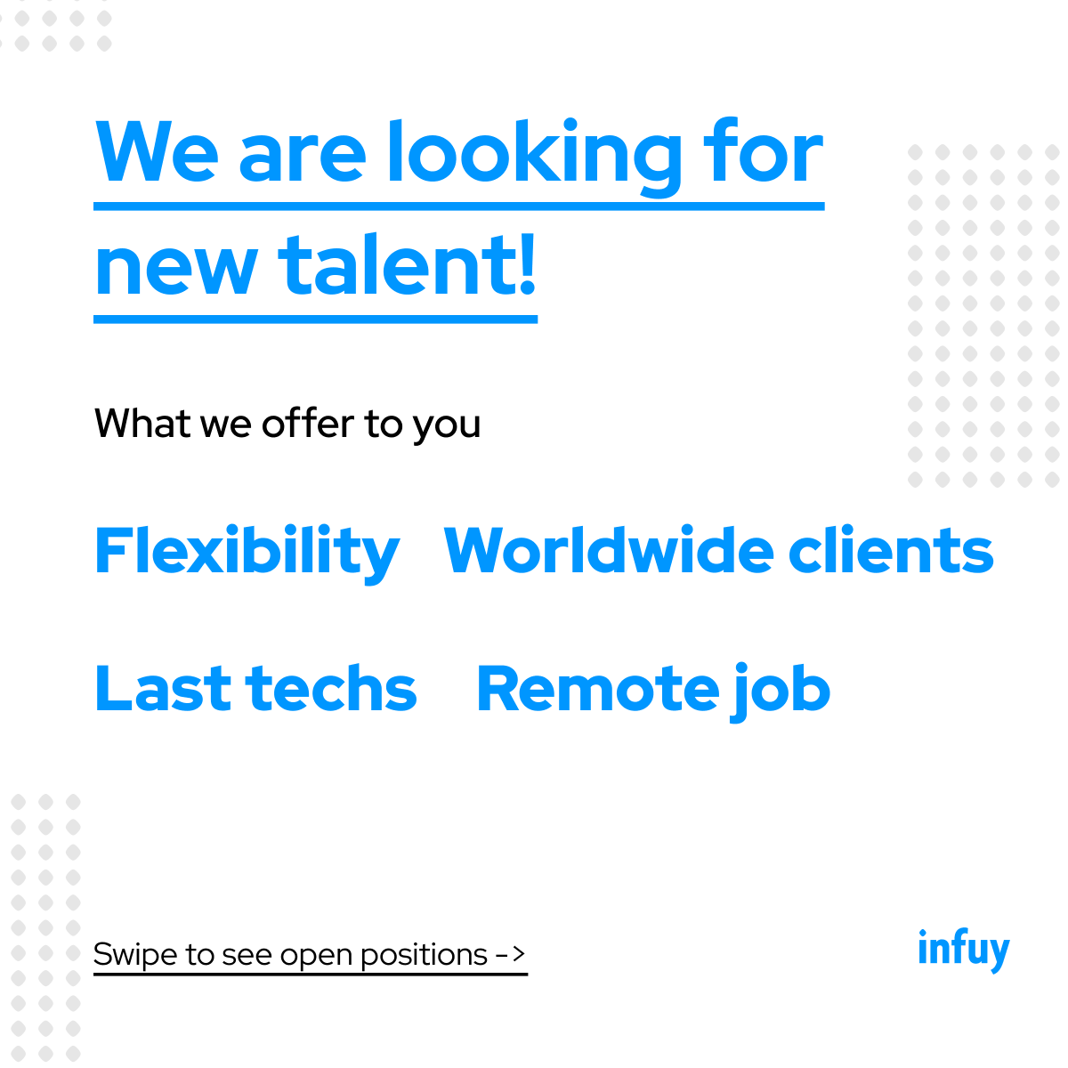 infuy's tweet photo. ๐ฅ Our team is growing, and we are looking for someone like you to join us! ๐
Check our open positions at https://t.co/CCwKmzFlTW
#team #hiring #infuy #develpers #people #remotejob #flexibility #lasttechs #worldwideclients #blockchaindevelopers https://t.co/NnGLyHutr9