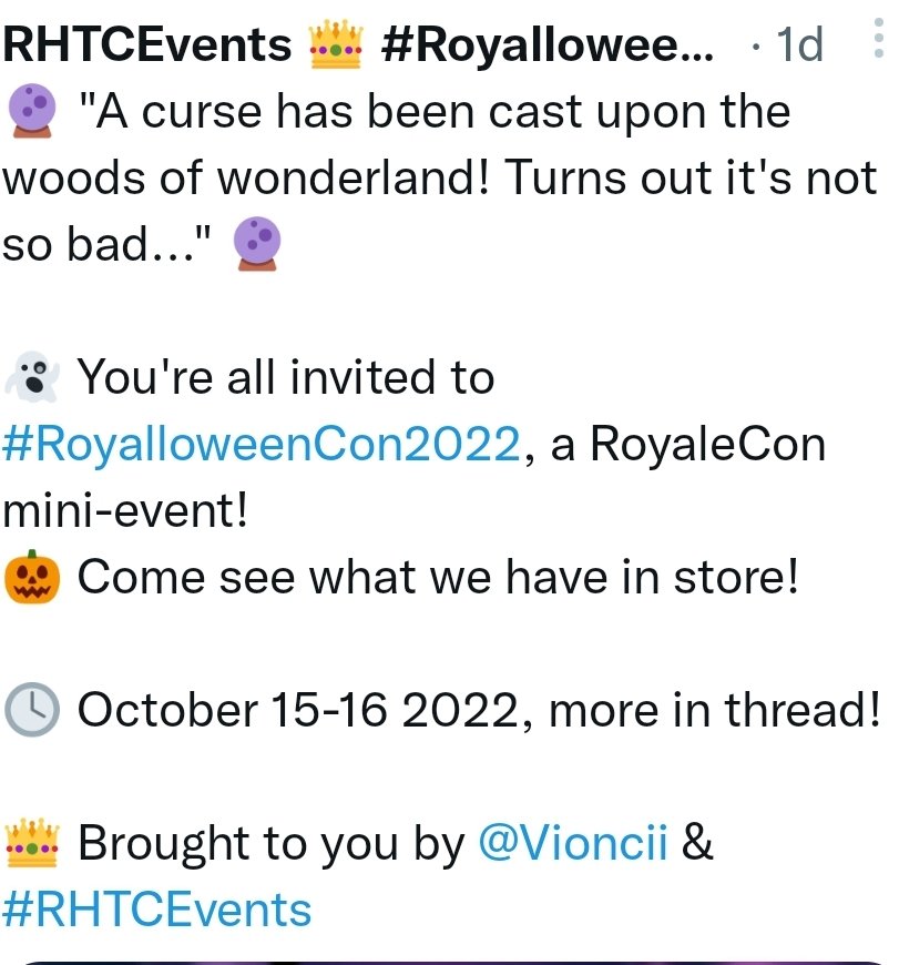 rh_ethann's tweet photo. Next event confirmed! Royaleween2022🎃 times are not established yet but when they are I will notify you all:) to be notified when I post follow me and click the bell to know when I post about this update! Anyways have an amazing day and I'll see you when I post next. Byeee!💕 https://t.co/BYFBFiYFjW