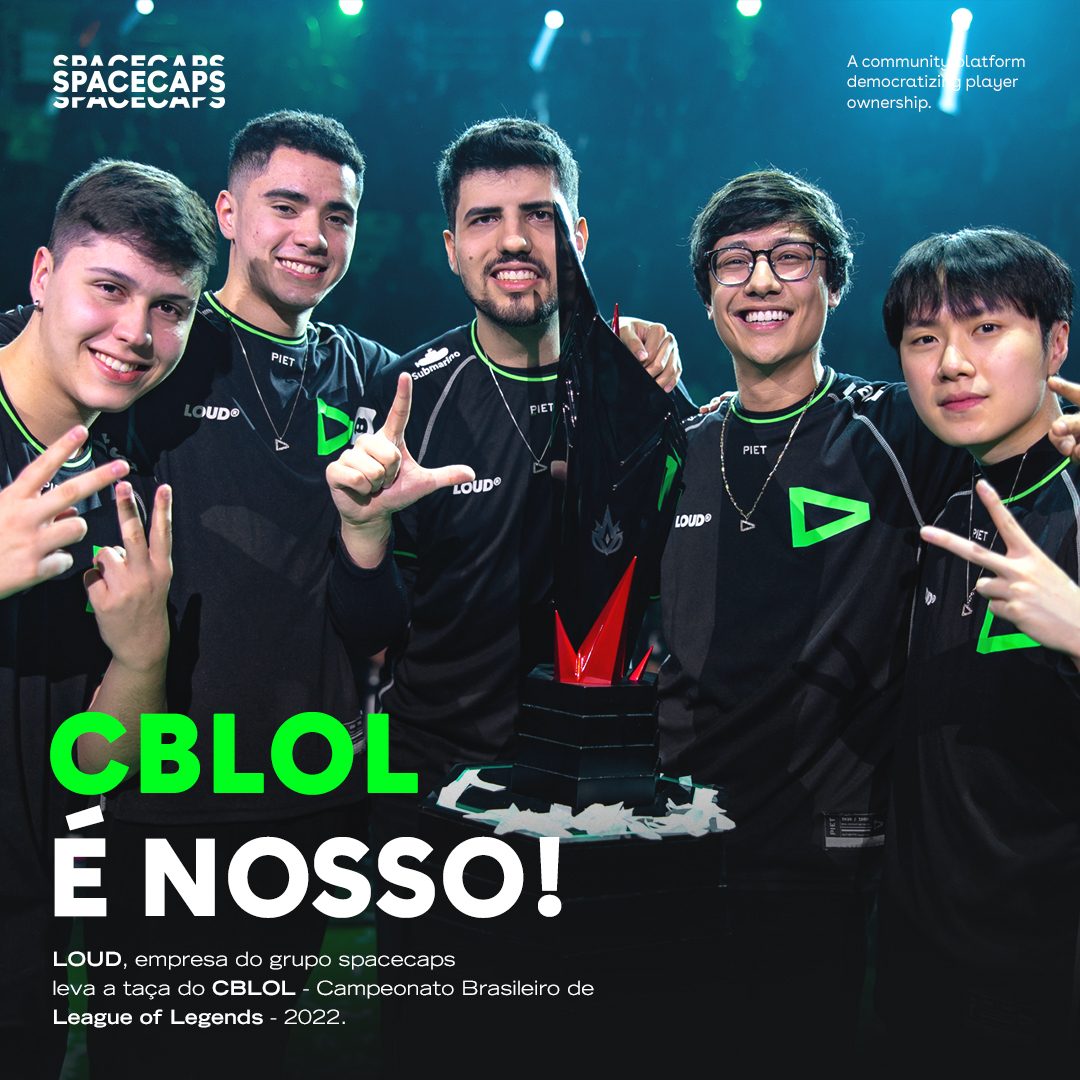 spacecapsgg's tweet photo. É campeã! 
Agora a @LOUDgg  é campeã do CBLOL, um título inétido fruto de muita luta dentro e fora dos jogos! Parabéns ao @robolol1 , @Tinowns , @LoudCroc  @loud_ceos , @loud_brance , @BeellzY e, claro, @Vonlol_  que fizeream essa festa acontecer!
https://t.co/2CsQEbHTVE https://t.co/AdUPpqnAMo