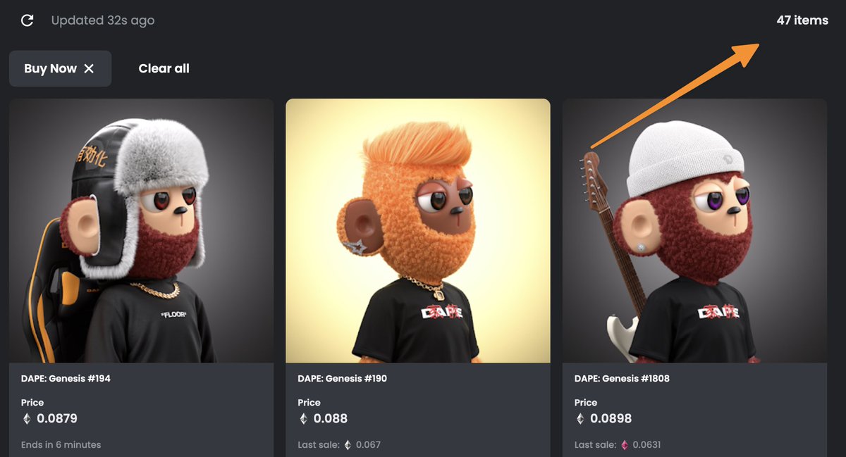 dapenft's tweet photo. Only 47 DAPE’s are listed for sale!

Yes, you read that correctly…47‼️

Check out our collection now before it’s too late ⬇️🚀

https://t.co/FbGx7lqr8C https://t.co/lP9flDLVwp