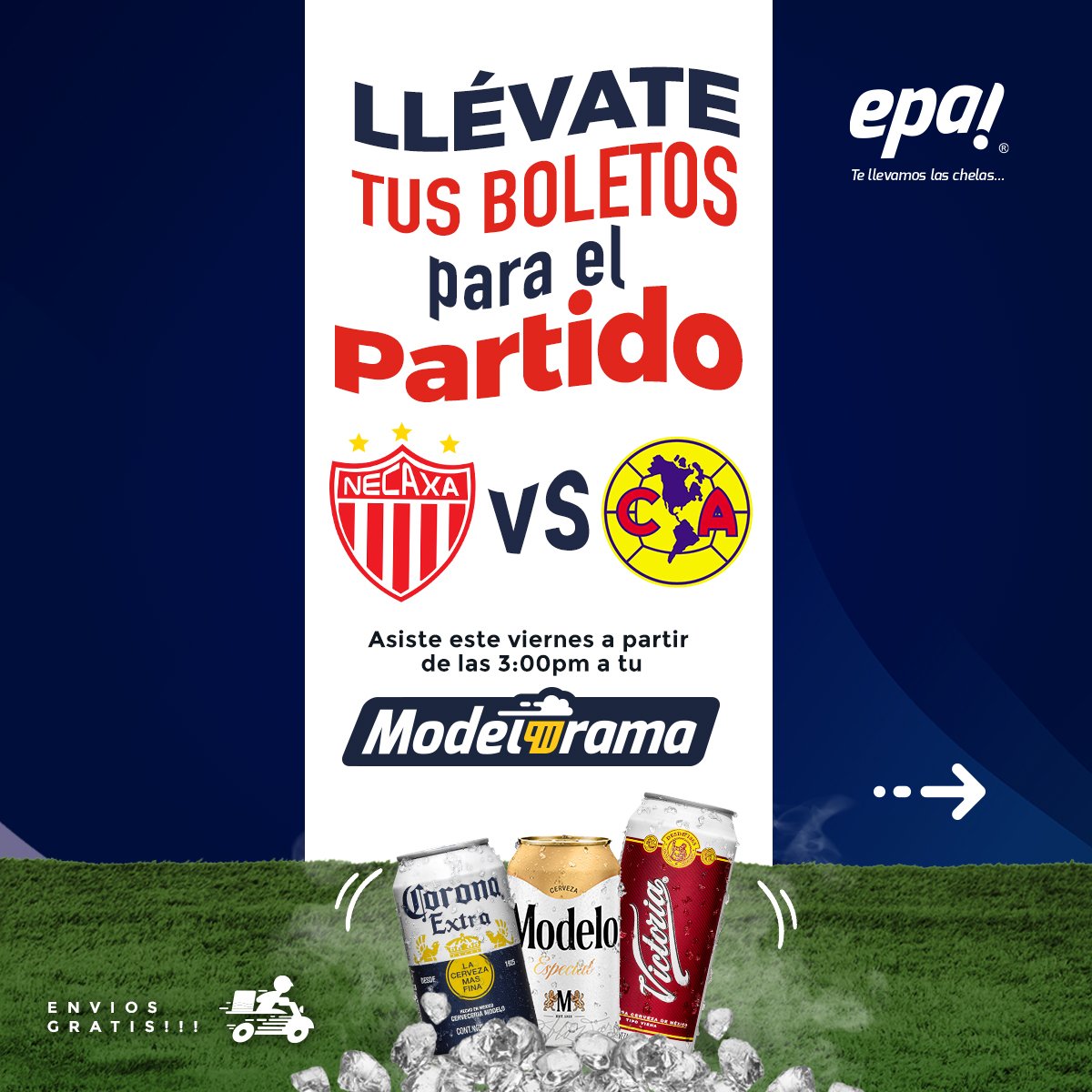 epa_modelo's tweet photo. ¡Encuentra el 𝗠𝗢𝗗𝗘𝗟𝗢𝗥𝗔𝗠𝗔 más cerca de ti!👉🏻🎟️
No te pierdas la oportunidad de ir al Estadio Victoria este sábado⚡🦅Asiste a la ubicación y el horario establecido en esta publicación para conocer cómo obtener tus boletos.
¿En cuál Mode te vemos el Viernes?👀 https://t.co/7qrGfejOEd