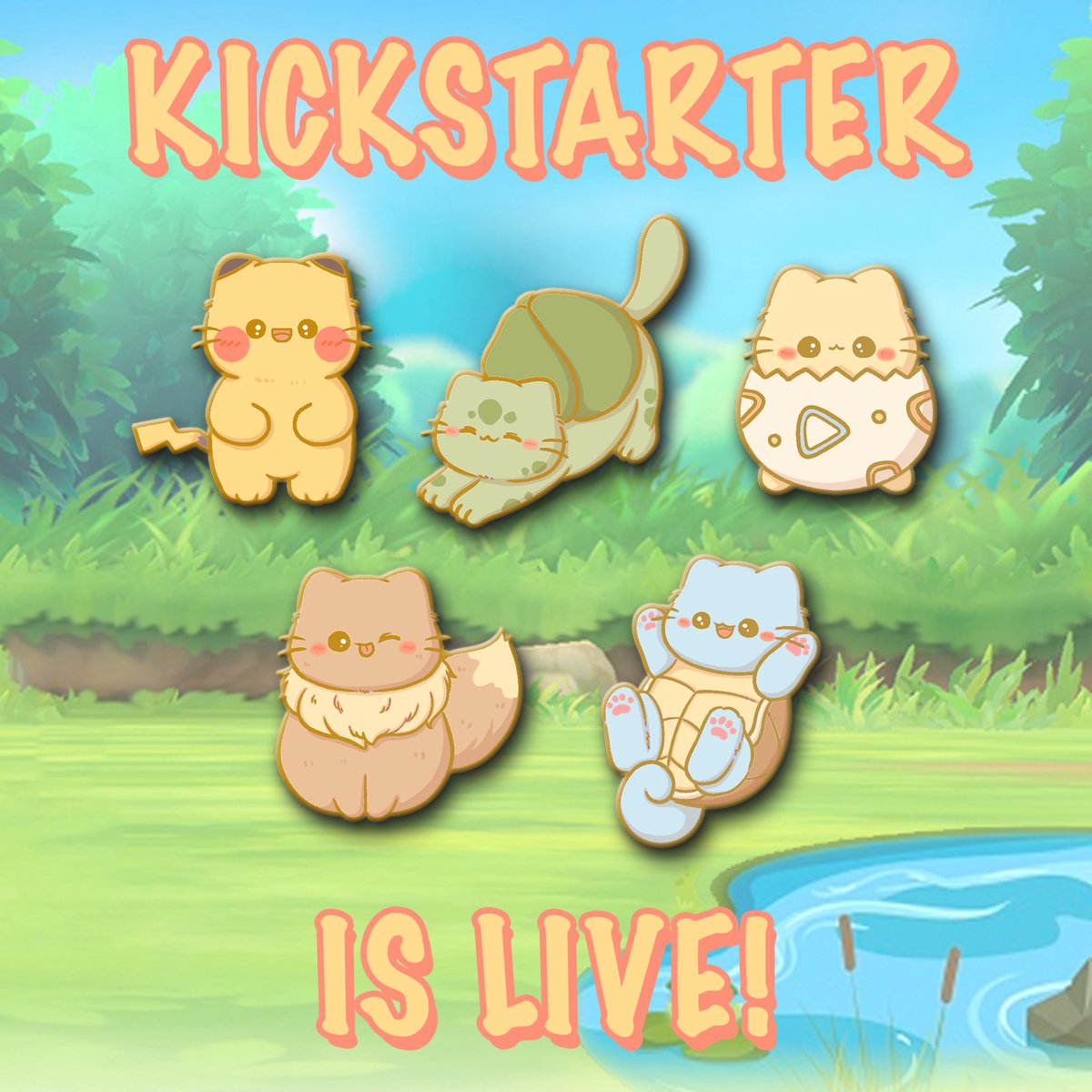 PinsByCharlie's tweet photo. PokeCats Kickstarter is live now! Help us get these 5 pins made and more. #Pokemon #pokemonpins #pinprojects https://t.co/ONwxDQ3LGm