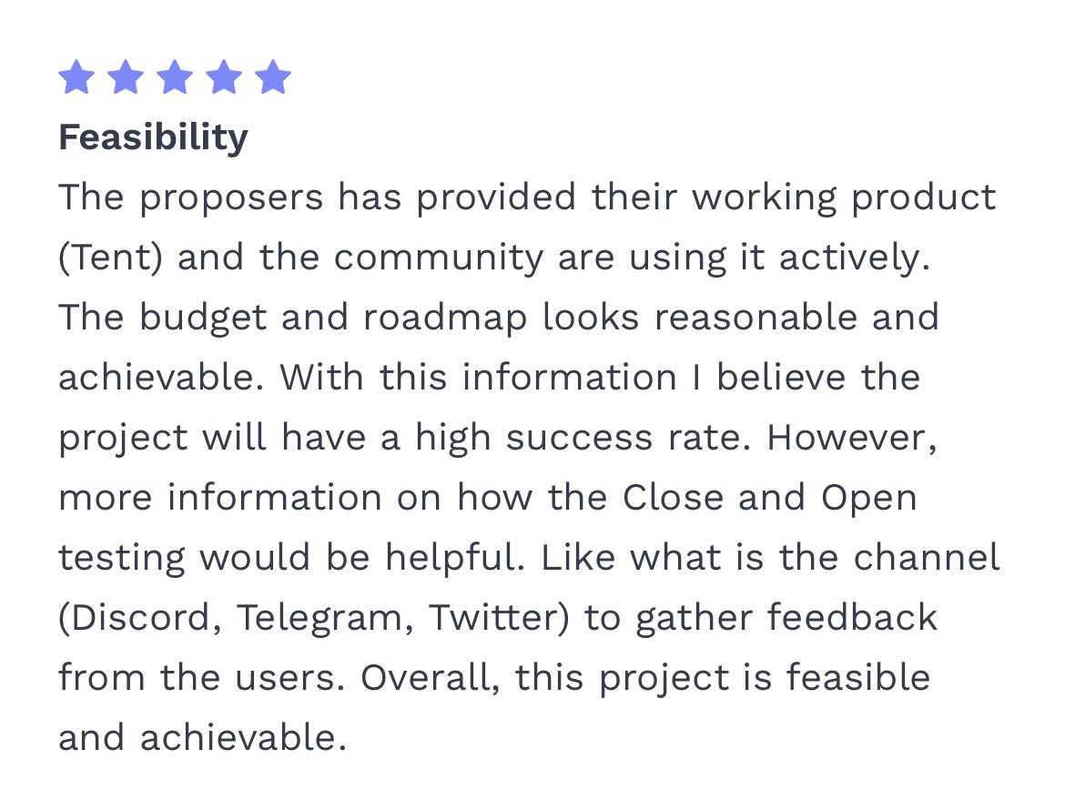 trading_tent's tweet photo. Thank you all for the great reviews!
We got an average of 4,3 on all of our proposals! #CatalystFund9
https://t.co/E0PrzoL8f8 https://t.co/1OhQWMwRKg