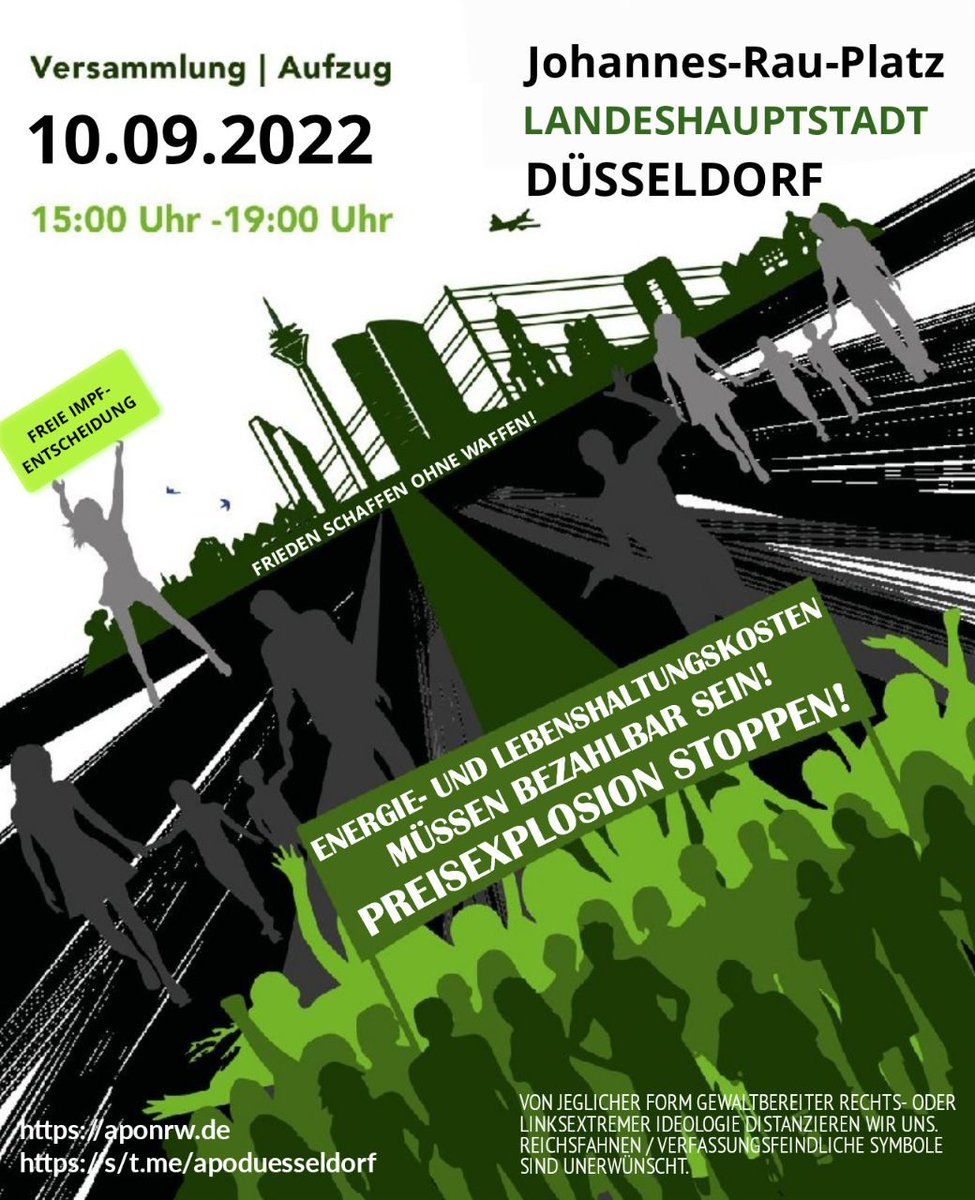 Ingo_Marks's tweet photo. Demo &amp; Aufzug
Landeshauptstadt Düsseldorf 
Datum: 10.09.2022
Beginn: 15:00 Uhr
Start: Johannes-Rau-Platz 
#dus1009
#FreieImpfentscheidung
#Grundrechteschützen
#Preisexplosionstoppen
#RuecktrittBaerbock 
#GruenerMist

@apoduesseldorf
https://t.co/TEO2ZwTFgy https://t.co/I53ktEtzy6