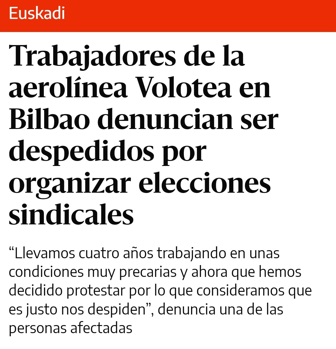 7 trabajadoras de <a href="/VoloteaEnLucha/">Volotea en Lucha/Borrokan</a> han sido despedidas por dar los primeros pasos en organizarse y luchar contra las condiciones de precariedad que les imponía la patronal.

Gazte Komunistok gure elkartasuna eta laguntasuna bidaltzen dizkiegu. Gora langileon borroka! ✊🏼