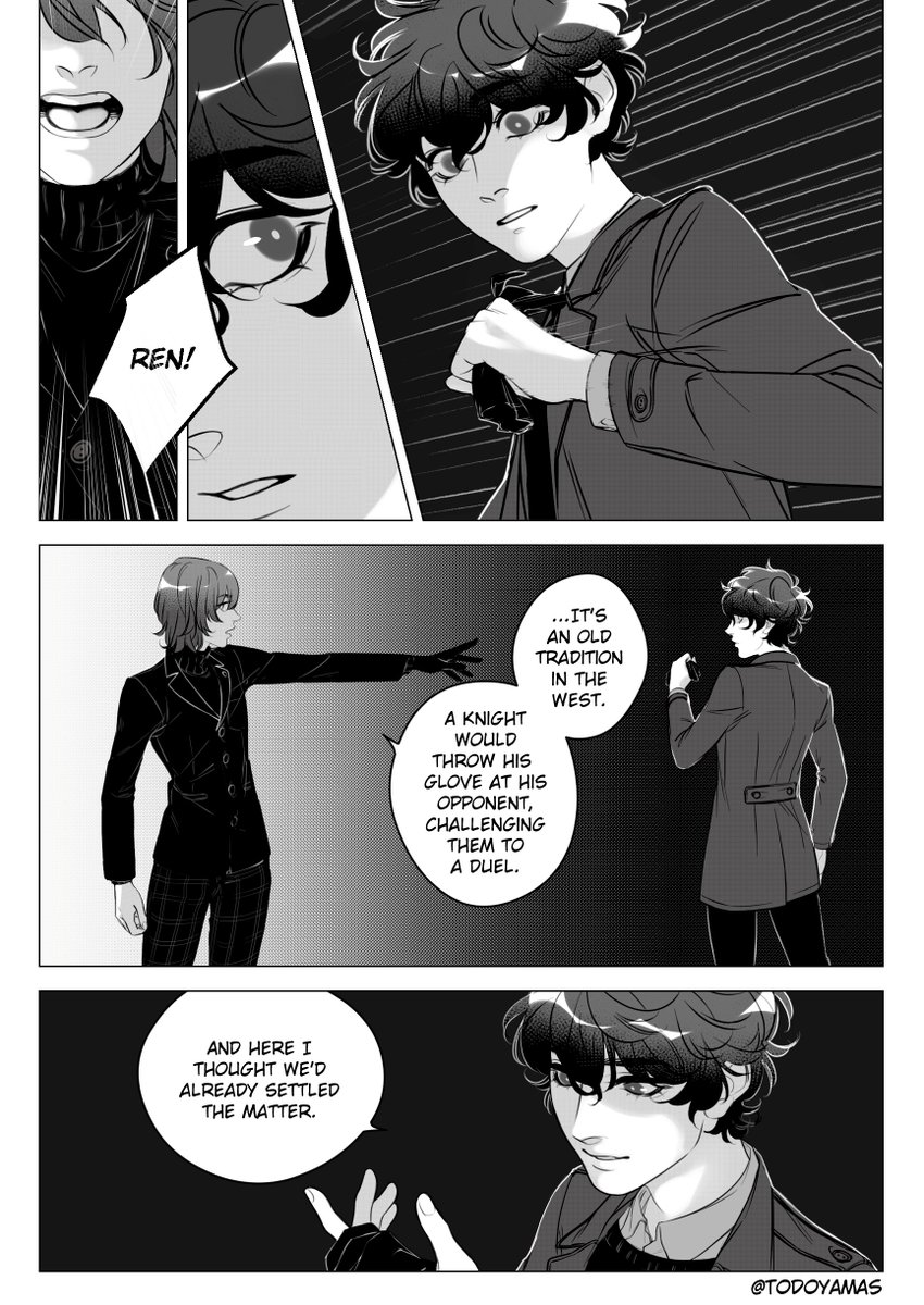The Glove Scene™ in a role swap AU, for the role swap shuake zine <a href="/antithesiszine/">ANTITHESIS: Joker/Crow Role Swap Zine 🃏</a> ♟️🗡️🃏 
i only did the art, the script was written by the amazing <a href="/rhodophytae/">rho. 丨 busy busy 🐝</a> !!! 
(1/2)