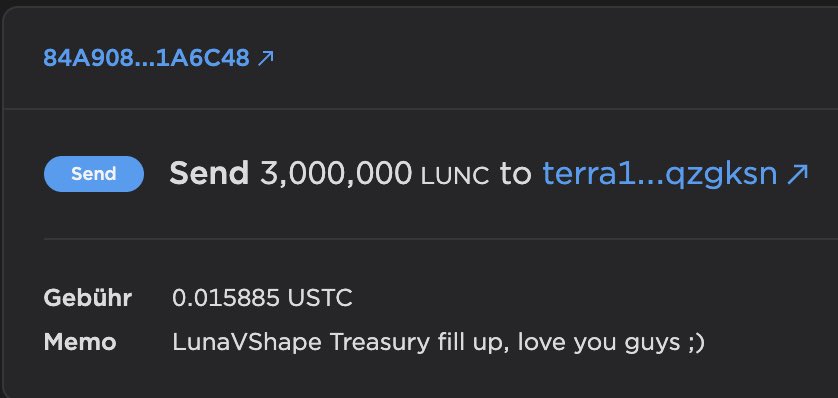 LunaVShape's tweet photo. 🎉Treasury built up, as promised🎉

@LunaPunksNFT sales are going into treasury, benefiting each individual Punk holder with #LUNC rewards!

Thank you @HappyCatKripto for making this #LunaClassicCommunity project, getting the attention it deserves ❤️ 

+3,000,000 #LUNAC treasury https://t.co/b0asVQNCPh