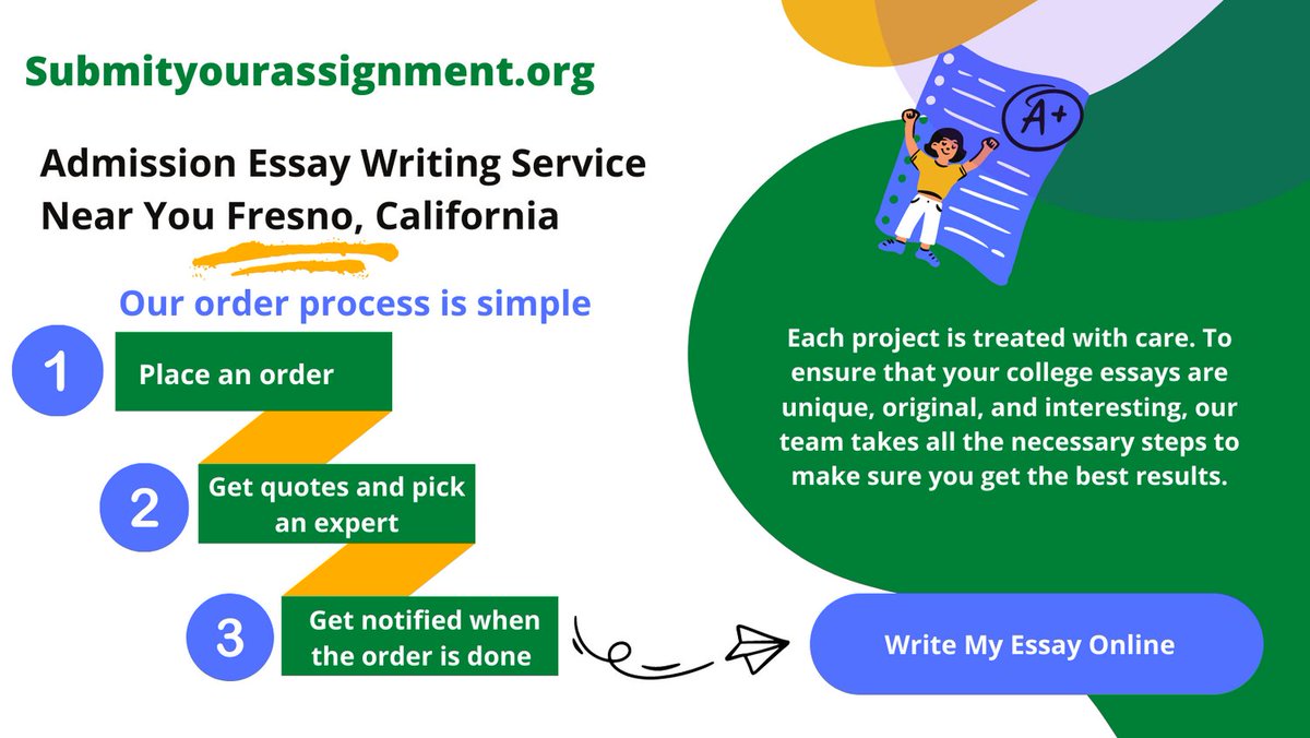 submitassignmen's tweet image. Are you looking for an admission essay writing service near you in Fresno, California?

Let's help you enjoy this new Semester 🔥

✧ Order at: Submityourassignment.org

#Submityourassignment.org  #fvsu #asu #ssu #uwg #ncat #pvamu #tsu #famu  #usa #uk #canada #india #Essay