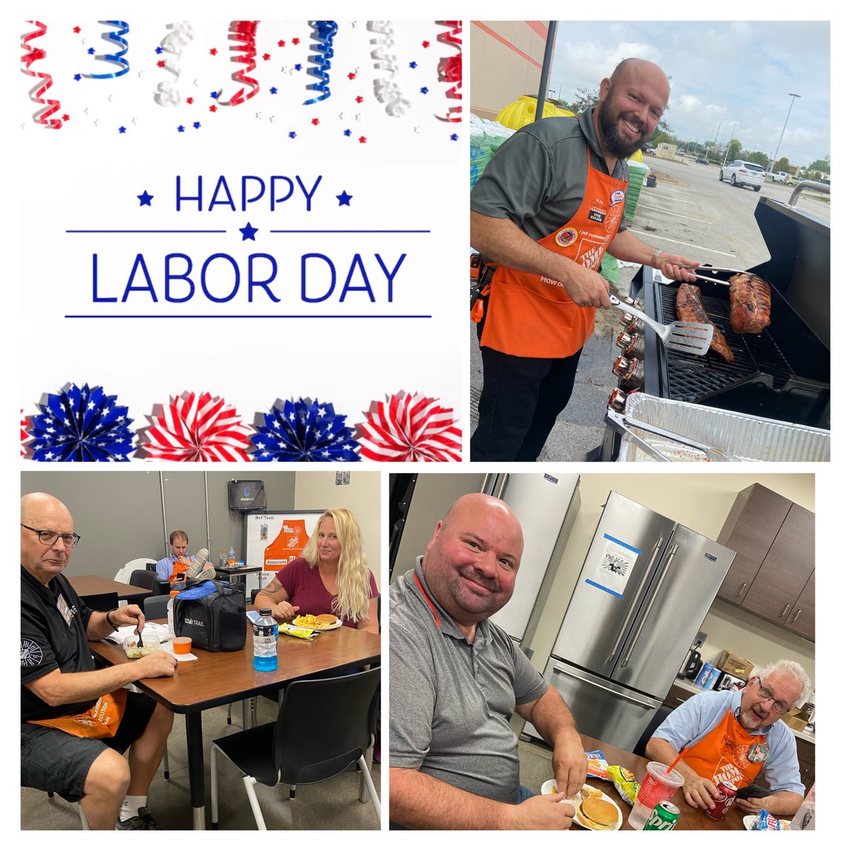 Our SM grilled for the associates today! We are so thankful for everyone’s hard work and dedication! #LaborDay2022 #HomeDepot #2107 <a href="/cflcastillo/">Carlos Lopez</a> @soul99plus1 <a href="/HD_John_2107/">John Roepke</a> <a href="/jordanolsen0288/">Jordan Olsen</a> @MarkStanley_THD