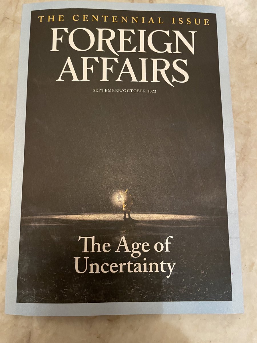 RichardHaass's tweet photo. Happy 100th to ⁦@ForeignAffairs⁩, for a century the best magazine about the world in the world. https://t.co/dKCoRPWaW7