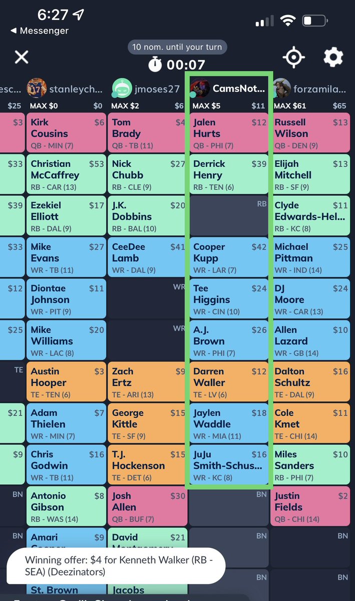 CamsNotSober's tweet photo. They let me build a Zero but with like… Derrick Henry lol
1QB/3WR/2FLX .75 TE-P
#LegalRobbery https://t.co/Fr2pykVgp8