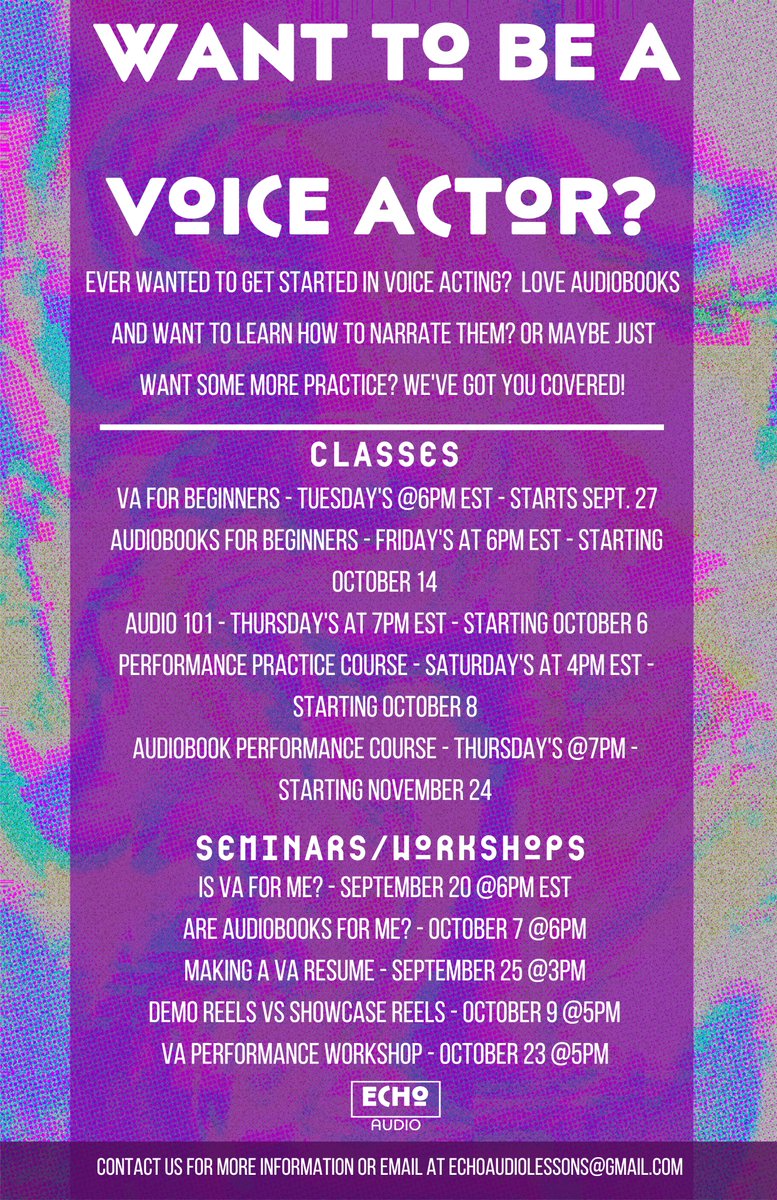 New semester of classes are now open for registration! Contact us here or at the email below for more information or to register!