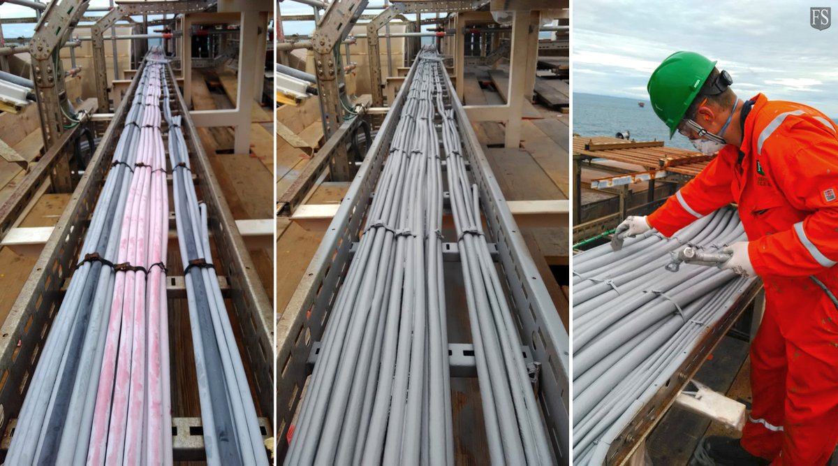 FireSecurityAS's tweet photo. CABLE REJUVENATION. After 40 days offshore we are now going into the last week before demobilizing. Our team have repaired and protected UV damaged cables during platform operation.  #cables #UV #repair #protection #rejuvenation #fireprotection #offshore https://t.co/6ks7Yd5f2Z