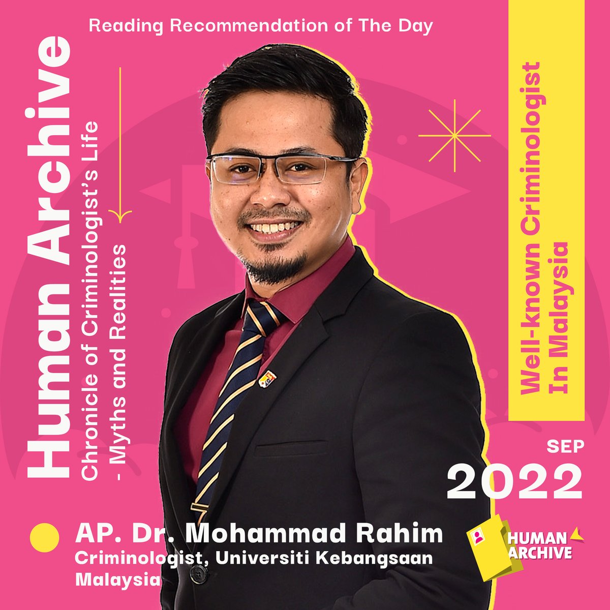 gradmalaysiaMY's tweet photo. Here is your chance to meet him as one of the Human Books during our live Human Archive segment at the upcoming #MCASF at KLCC, where he will be busting myths and sharing true crime stories from his own life and career. Stay tuned!
#gradmalaysia #drrahimmunna #criminologist https://t.co/EXxlhJx12T
