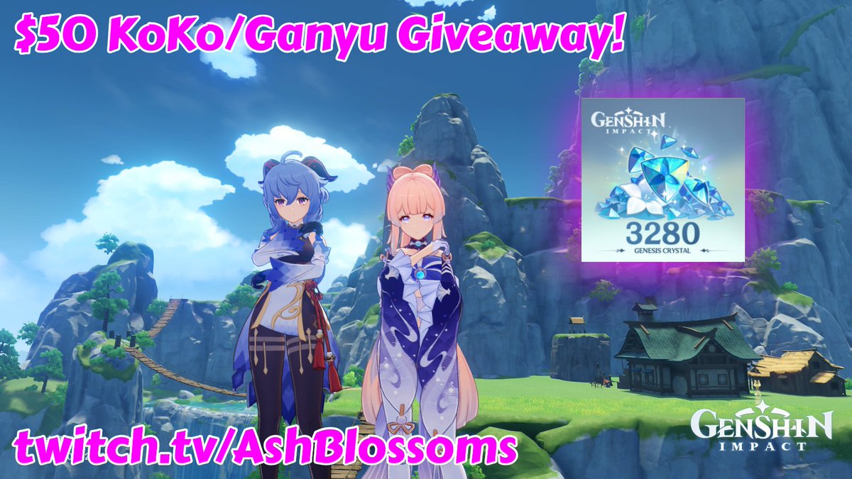 AshBlossoms_'s tweet photo. 🌟6560/3880 GENESIS CRYSTALS GIVEAWAY!🌟

To Enter:
★ Follow @AshBlossoms_
★ Follow https://t.co/uJf9tfVvod
★ Like, Retweet
★ Join: https://t.co/cSTTS6gu1P
★ Ends 1 week @ 12K Follows (CLOSE!)

#genshintwt
#genshingiveaway 
#genshinimpact
#genshingiveaways
#Anitwt https://t.co/t7xnNVq9j1