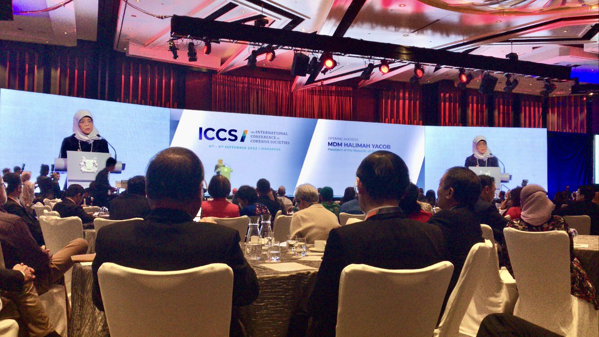 Mauriello_R's tweet photo. While listening to Halimah Yacob I couldn’t avoid wondering about how many people know that the president of Singapore is a Muslim woman with a vision &amp; excellent speaking skills.
I’m honored to have been invited to this important &amp; timely conference and listen to her. #iccssg https://t.co/A9VGGXg1Xu