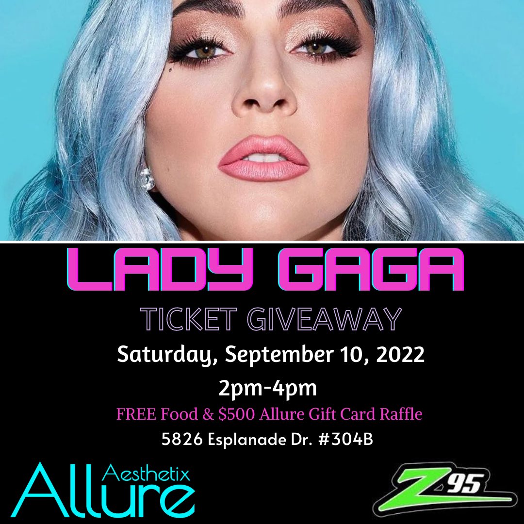 lippiesbytracey's tweet image. 🪩 Little Monsters &amp;amp; Allure Baddies! 🪩
Allure Aesthetix &amp;amp; #hotz95 want to send you to see #LadyGaga  live in concert on September 13th in Houston, TX!  
Stop by Allure this Saturday September 10th from 2-4pm to ENTER TO WIN! 
Grab some FREE Food &amp;amp; Also Enter a $500 Gift Card