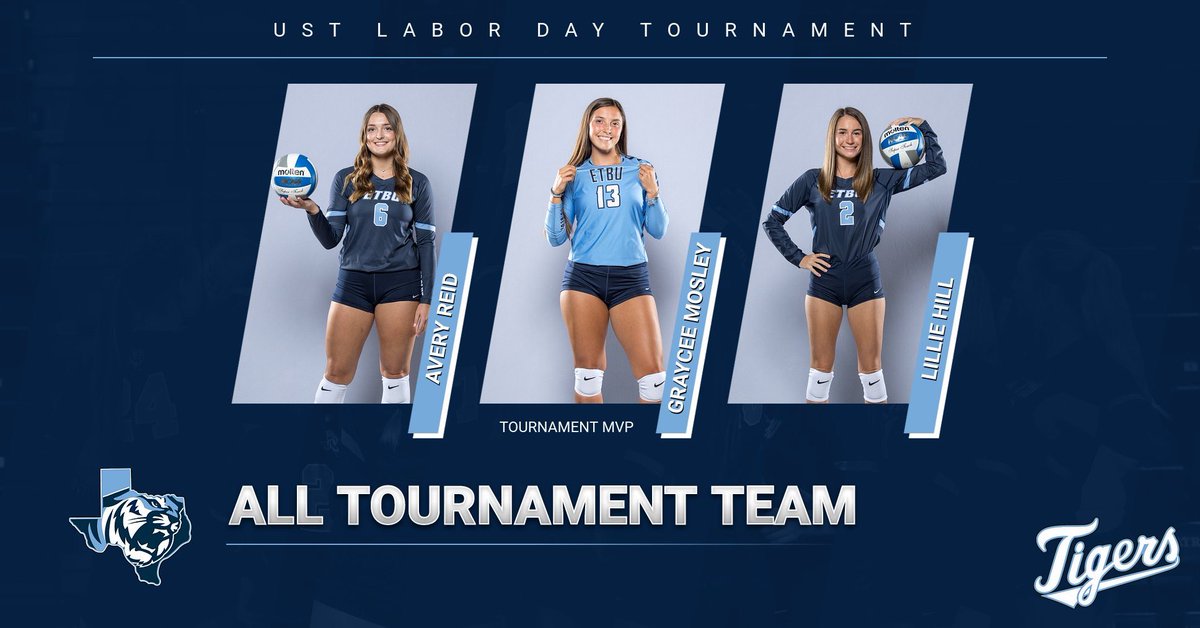 ETBU_Volleyball's tweet photo. Congrats to Avery, Graycee and Lillie for being named to the All Tournament Team this past weekend! https://t.co/49T4iPdx0k