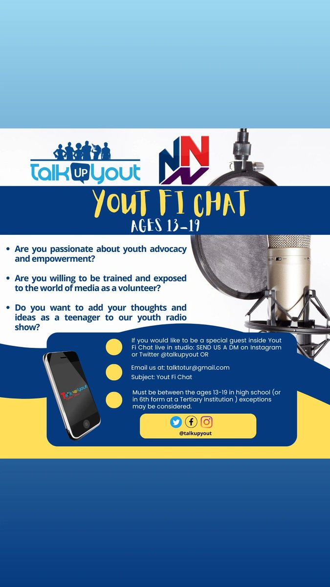 We are rolling out the Yout Fi Chat segments of our radio show! connect with us and we'll share more! #talkupyout #youtfichat #YOUTH