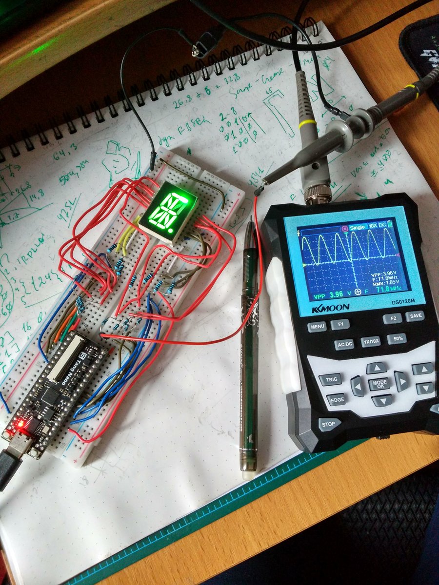 YLRabbit's tweet image. Gee! 
#yosys -&amp;gt; #nextpnr -&amp;gt;#gowin-pack successfully build and code a PLL primitive for #gowin #tangnano.
The on-board quartz is 24MHz, the PLL generates ~72MHz 

Truly a great day! 😀

#apicula #fpga