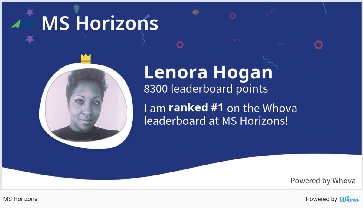 DrELHogan's tweet photo. I ranked #1 on the Whova leaderboard at MS Horizons! #MSHorizons - via #Whova event app https://t.co/yFJ1aCXQyF