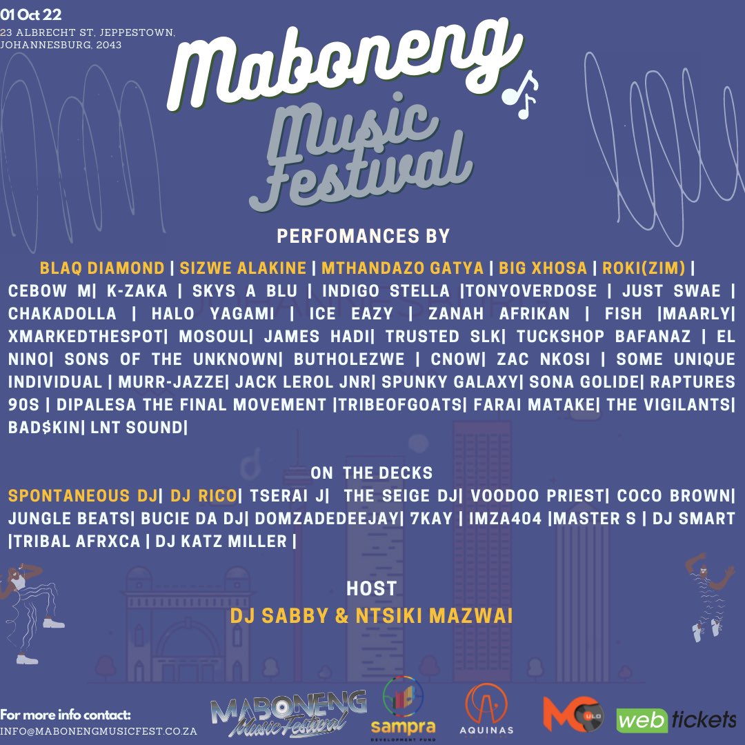 MabonengFest's tweet photo. 1st of October we back with the Maboneng Music Festival and it’s bigger. Powered by @OfficialSAMPRA.

Get your tickets via @webticketsSA 
https://t.co/XP3uBW18ol?…

#podcastandchillwithmacg #mabonengmusicfestival #Maboneng #sampra #HouseoftheDragon https://t.co/B2vg15OF6J