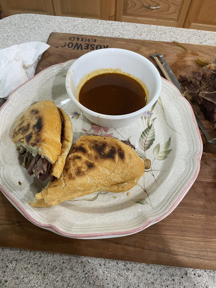 Vacation cook #1 French dips.