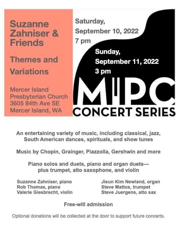 Mercer Island Presbyterian #MercerIsland #Washington concert series 'Themes and Variations' Sept. 10, 2022. 
#musicmonday 🎶 
#Presbyterian #pcusa #concert #piano 🎹 #organ #violin 🎻 #trumpet 🎺 #saxophone 🎷