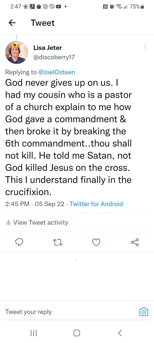 I was traumatized by the crucifixion. I couldn't comprehend how God could allow Jesus to break the 6th commandment..thou shall not kill. So I told myself, he must not have died on a cross He is too righteous to break his commands. Satan broke the 6th commandment, not God &amp; Jesus.