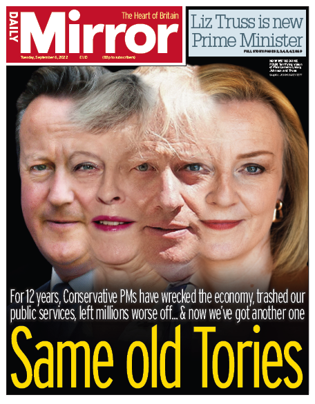 BBCNews's tweet image. Tuesday’s Mirror: “Same old Tories” #BBCPapers #TomorrowsPapersToday bbc.in/BBCPapers