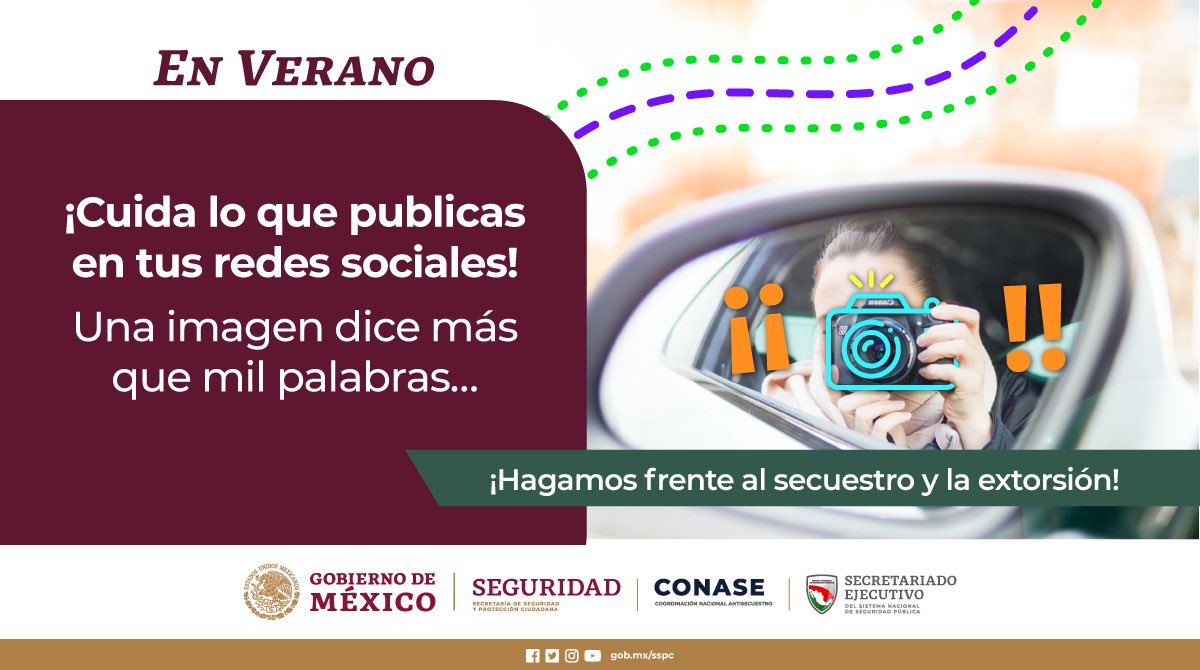 SESESPZac's tweet photo. Recuerda que al publicar información personal, pones en riesgo tu seguridad.

¡Hagamos frente al secuestro y la extorsión! https://t.co/XGE1u4n0MB