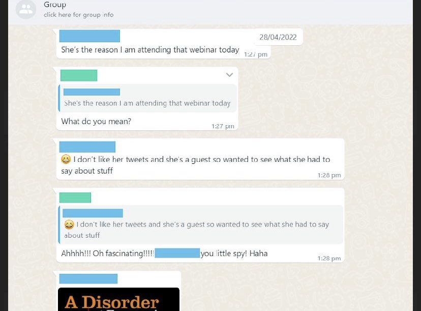 sally_ann4's tweet image. Past caring. Im sick of people messing with my head. Here are screenshots of Victim Focus’s group chat. 
Calling me a ‘turd’, joking about getting my address &amp;amp; planning to ‘ambush’ me at an event I was going to speak at as a survivor. 
Jess sits back &amp;amp; lets it happen &amp;amp; lies