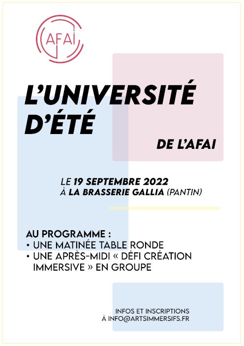 RENTREE 2022 - MEMBRES DE L' <a href="/AFAImmersif/">AFAI</a>
Table ronde &amp; défi création immersive !
Adhérez ici:
helloasso.com/associations/a…
A bientôt <a href="/GalliaParis/">Gallia Paris</a>!
#AFAI #Immersif #ThéâtreImmersif #VR #ArtsImmersifs #MiseEnScène #Arts #Immersion #designexperience #experienceeconomy #experiencedesign