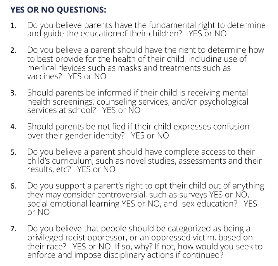 JustinParmenter's tweet photo. Hey Mecklenburg! Take a look at the CMS School Board candidate questionnaire Moms 4 Liberty is using and ask yourself if you really want your children going to school in a school district run by these troglodytes. #nced
https://t.co/Kdf3s3ICLQ https://t.co/4BooJyUvYO