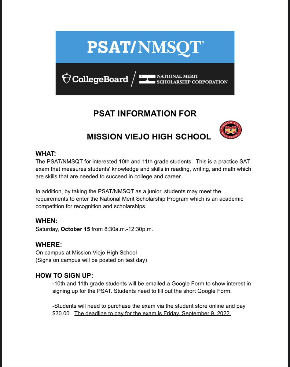 10th and 11th graders, PSAT sign-ups are happening now.