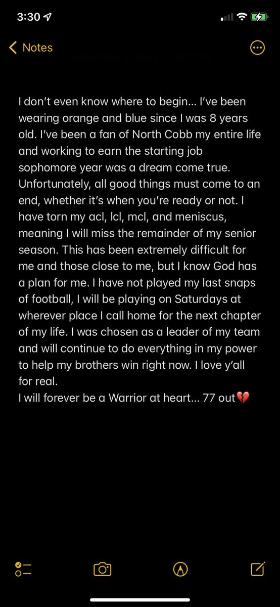 I will comeback from this. <a href="/NCWarriorsFB/">North Cobb Warriors Football</a> ❤️