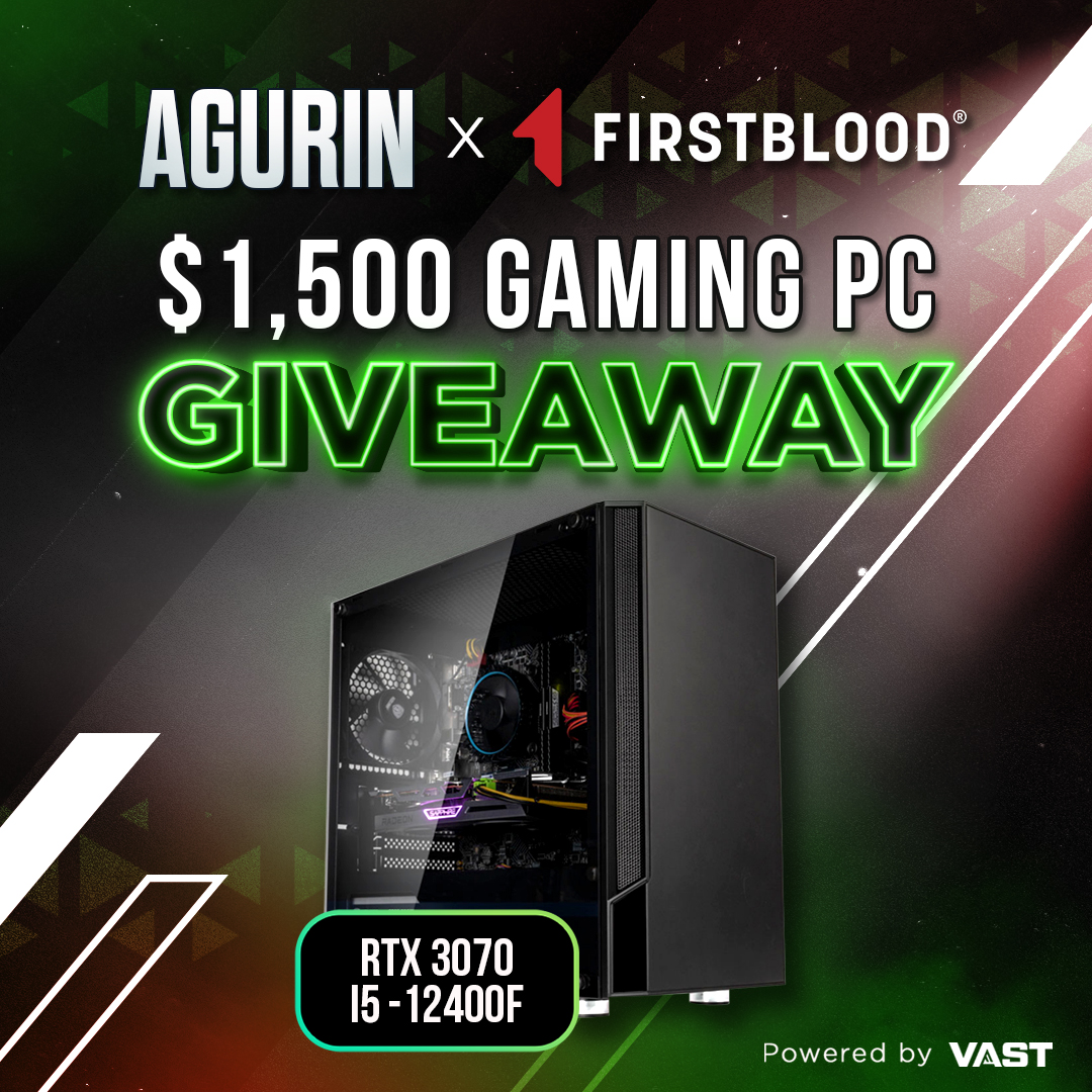 We're excited to launch this giveaway. One winner will receive a $1,500 RTX 3070 Gaming PC! 🎉

To enter, perform these tasks via the link below:

- RT + Like
- Follow <a href="/firstbloodio/">FirstBlood - Daily Tournaments</a> + <a href="/Agurinlol/">Momo</a> + <a href="/VastGG/">Vast</a>
- Tag a friend

Enter Here: vast.link/Agurin