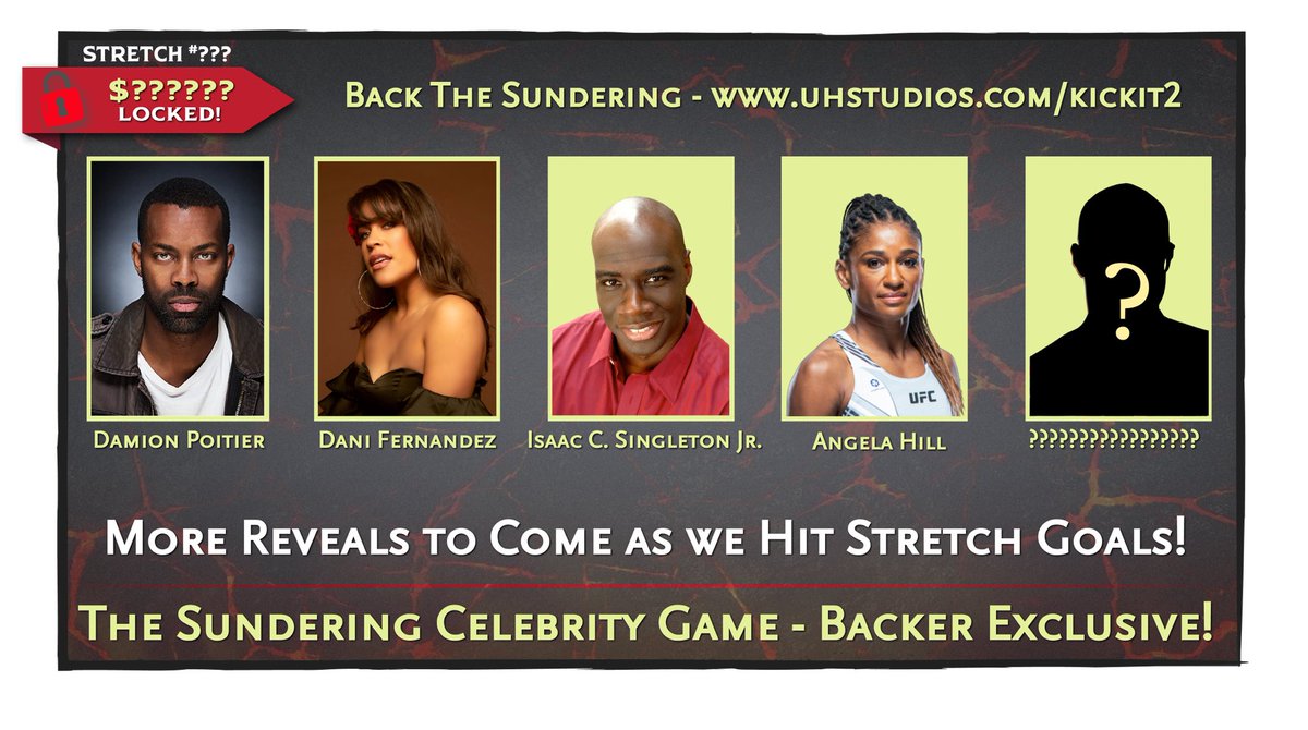 Did you know you have the power to make <a href="/AngieOverkill/">Angela Hill</a> play #dnd? Hit the stretch goal for The Sundering: The Nation Beneath Our Feet and the fighter will hit the stream! Pledge now at uhstudios.com/kickit2! #ttrpg #dnd5e