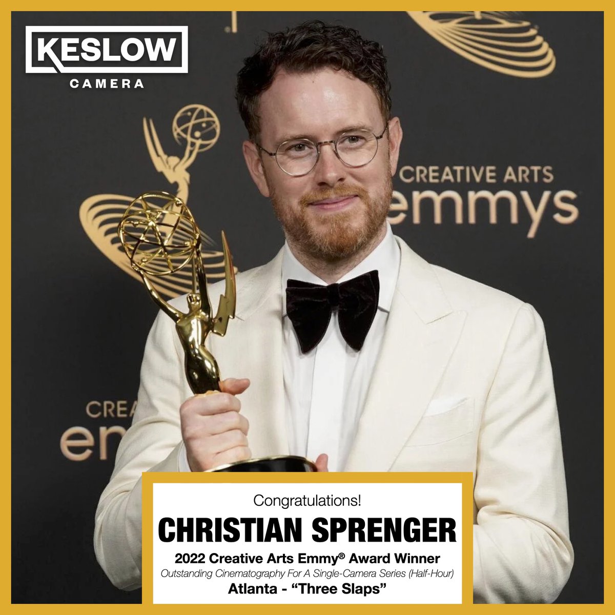keslowcamera's tweet photo. Congratulations to our friends Checco Varese, ASC (@checcovarese) &amp; Christian Sprenger (@CASprenger) on their Emmy® Award wins last night! 

Congratulations to you both and all of the winners! https://t.co/rtMCUd2KhL