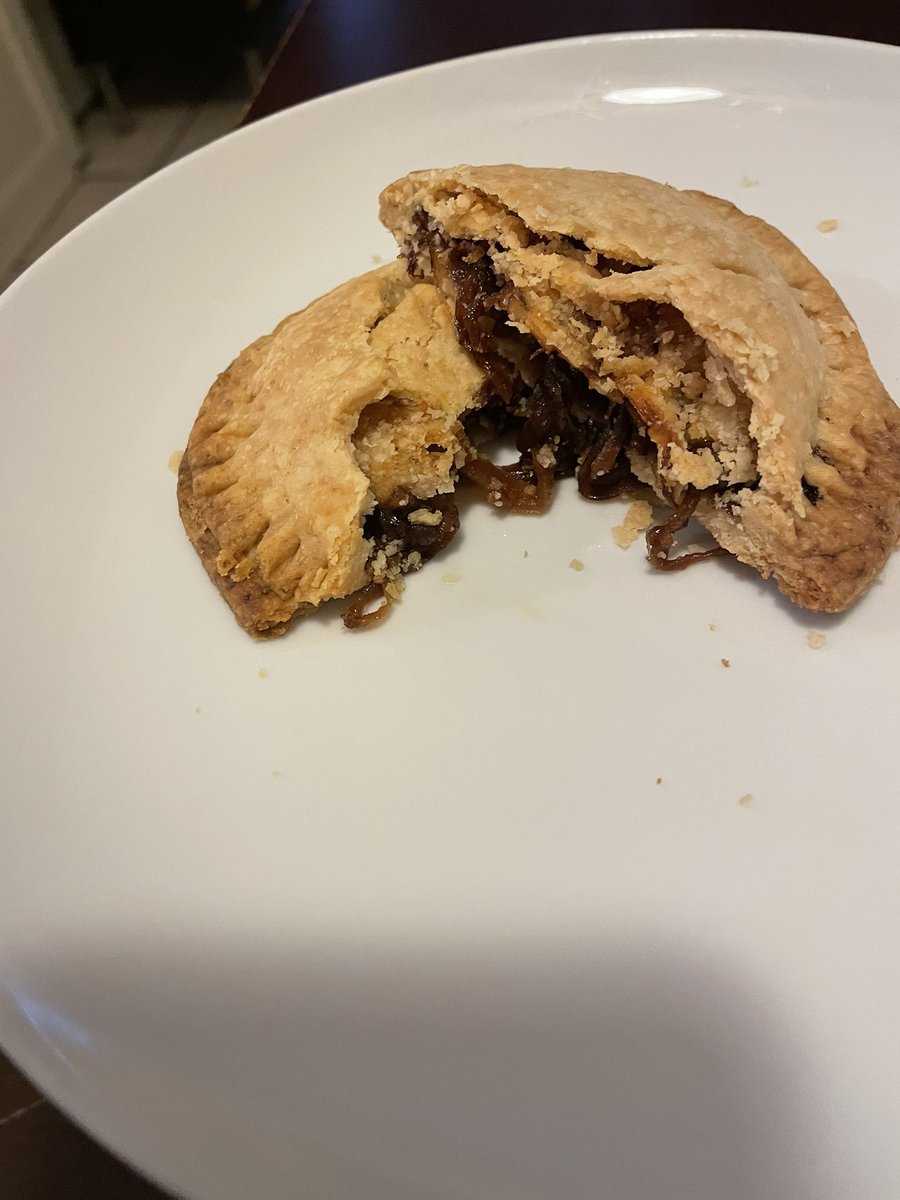 NLSchoenecker's tweet photo. My contributions were inspired by @sarastipsypie: bourbon pecan pie and caramelized (with beer) onion Gouda hand pies https://t.co/Mf89UYY74V