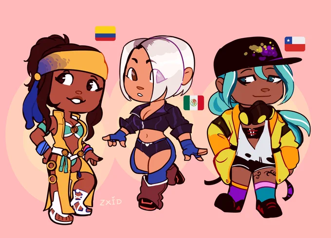 Zarina, Angel and Isla, latinas of #kingoffighters :D 