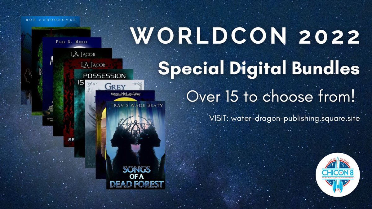 ⏰ Time is running out! #ChicCon8 digital bundles will be gone at midnight CDT!  

Visit water-dragon-publishing.square.site to shop!  

#worldcon #chicon