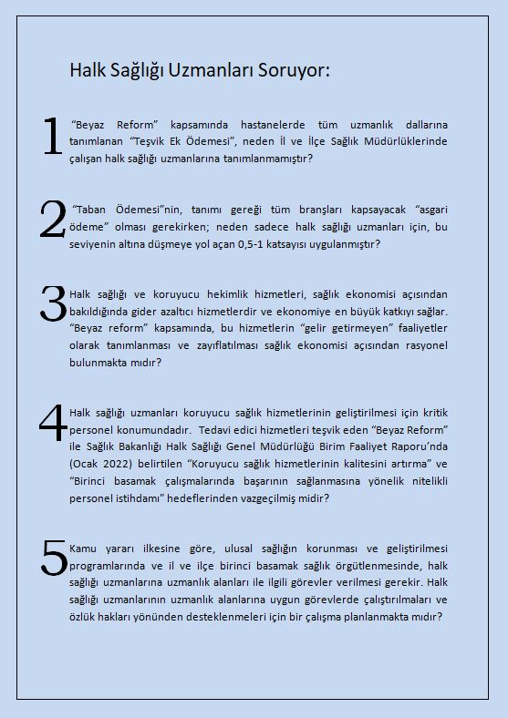 🔊  Halk sağlığı uzmanlarından Sağlık Bakanlığı'na 5⃣ soru:

🔉  <a href="/drfahrettinkoca/">Dr. Fahrettin Koca</a> 
🔉  <a href="/saglikbakanligi/">T.C. Sağlık Bakanlığı</a> 
🔉  <a href="/halksagligigm/">Halk Sağlığı Genel Müdürlüğü</a> 

 #halksağlığıuzmanlarıkapsamdısıkaldı  
👇👇👇