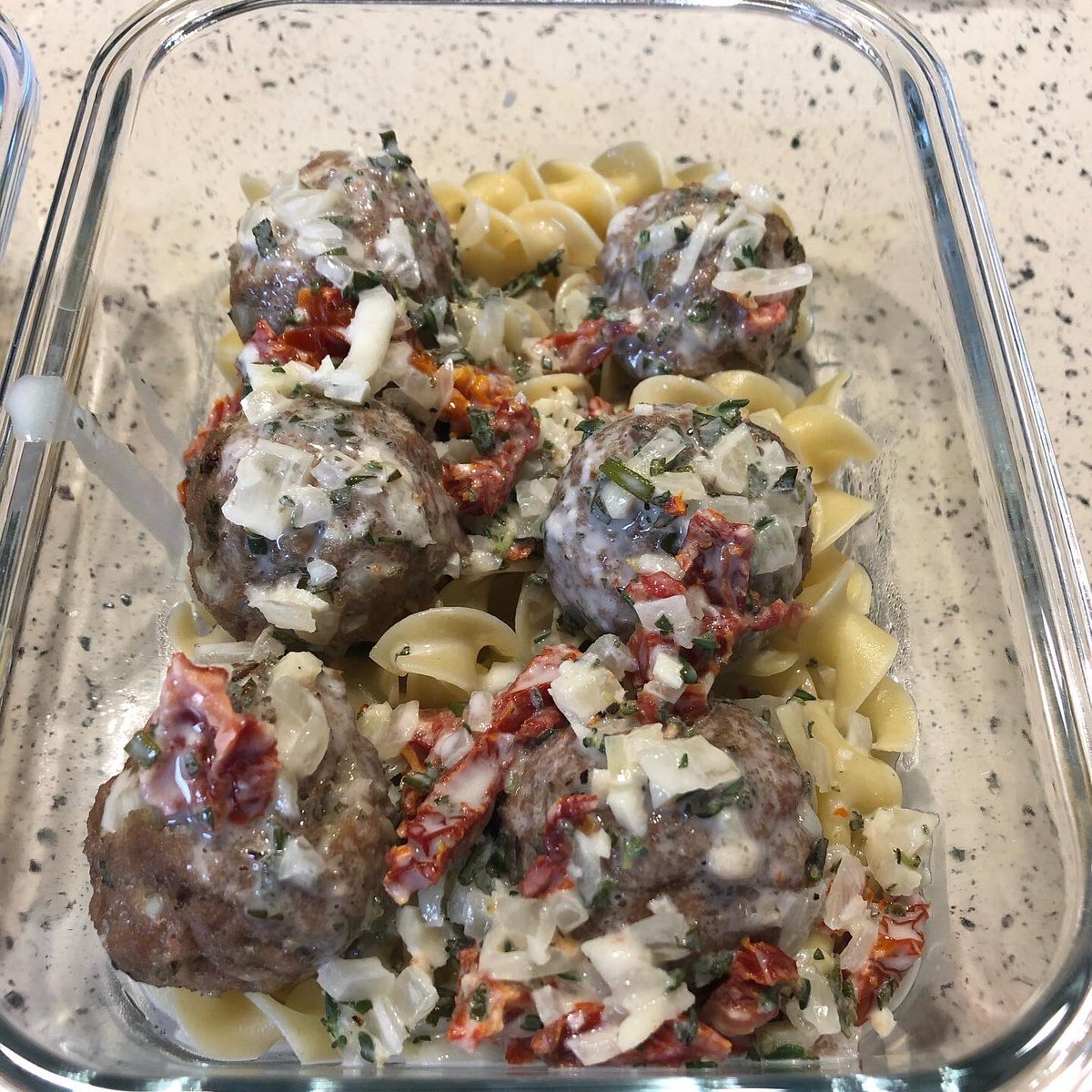 After40Fit's tweet photo. Turkey Sausage Meatballs in Sage Cream Sauce over Egg Noodles … Nom Nom Nom 😋 

#mealprep #eatclean #monday #healthychoices #foodporn #foodgasm #goals #motivation #fitlife #fit #health #beautiful #life #inspire #healthy https://t.co/rDUXP9Twdt