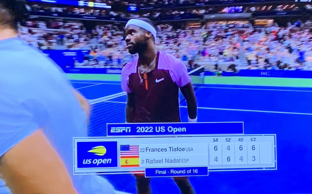 JaneCStevenson's tweet photo. No. 22 seed #FrancesTiafoe just beat no. 2 #RaphaelNadal at the #usopen & can’t quite believe it. Before I watched new doc #McEnroe on @CraveCanada which deals w/ his perfectionism but he’s still an enigma. “He may be on the spectrum,” his wife says. #tennis #labourday https://t.co/YtYndR9tke