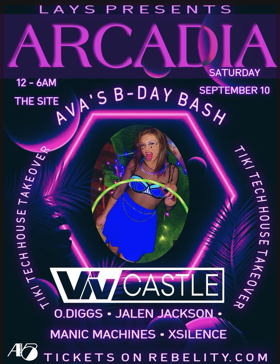 THIS WEEKEND WE BACK AT THE SITE FOR THE FINAL TIKI TECH HOUSE TAKEOVER IN <a href="/waterudoinglays/">Lays 🦁</a> 's TIKI SERIES!! Also celebrating Arcadia's QUEEEN AVA! Link in bio for tix don't miss this stacked lineup!!