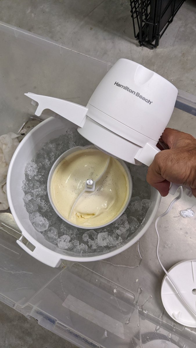 nictabor's tweet photo. @HamiltonBeach - this product is defective and dangerous. If I weren't paying attention, my children would have eaten metal shavings. Did I mention this is only the 3rd time I have used this appliance? Note: ice cream was made with the lid on, removed to show with drive unit. https://t.co/6oLrebwdaX