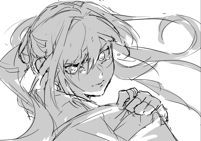 朝何か描きたいなと思って描いてた絵がディスクエラーで保存できなかったので静かなる怒りを感じて描いた 