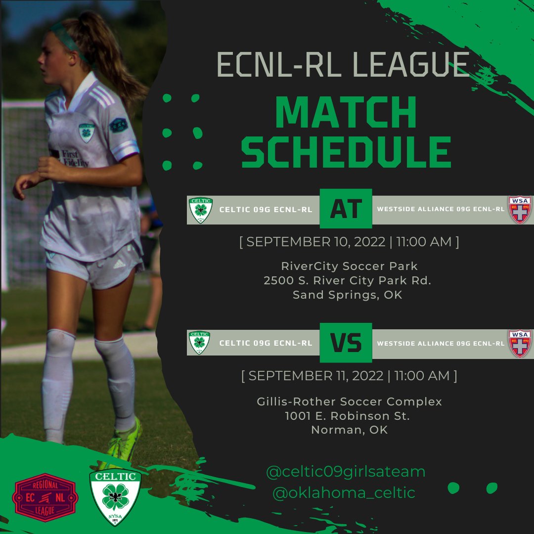 09GCelticECRL's tweet photo. It's a new week and another opportunity to be great! We play our travel partner, @SoccerWSA for a home and home. 🍀⚽️

@OklahomaCeltic https://t.co/tstdFKWSvf